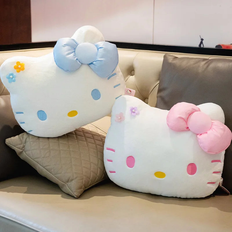 Sanrio hello kitty pillow anime cute girl Large head cushion plush doll decorate child pillow Good looks Toy Cartoon gift