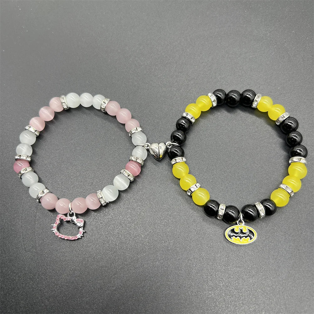 2Pcs/Set Fashion Couple Beads Bracelet Hello Kitty Matching Bracelets Who Really Cares Album Inspired Friends Jewelry Gift