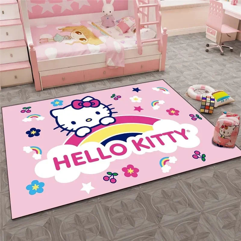 Sanrio Hello Kitty Cat Carpet for Living Room Bedroom Carpet Bedside Bathroom Floor Mat 15 Sizes Girls Room Pink Room Decor Gift
