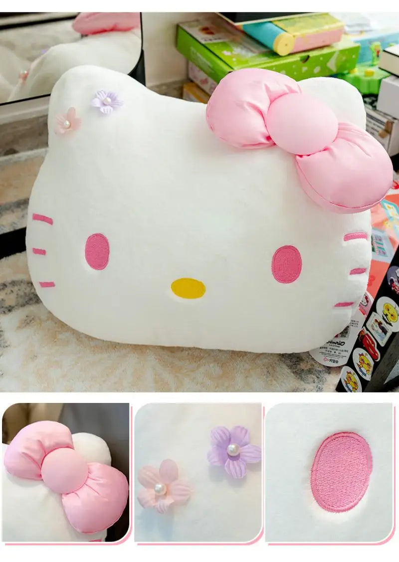 Sanrio hello kitty pillow anime cute girl Large head cushion plush doll decorate child pillow Good looks Toy Cartoon gift