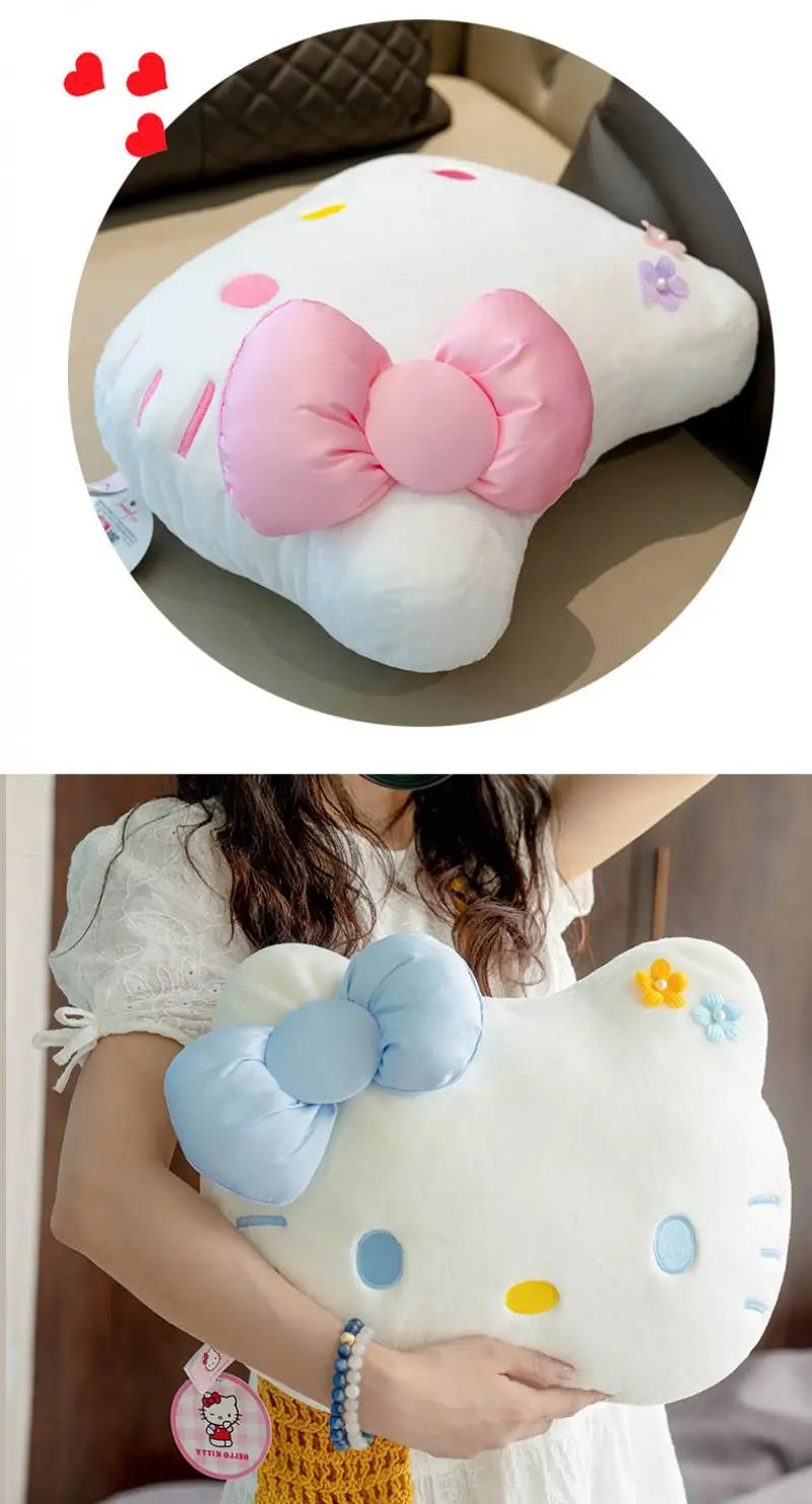 Sanrio hello kitty pillow anime cute girl Large head cushion plush doll decorate child pillow Good looks Toy Cartoon gift