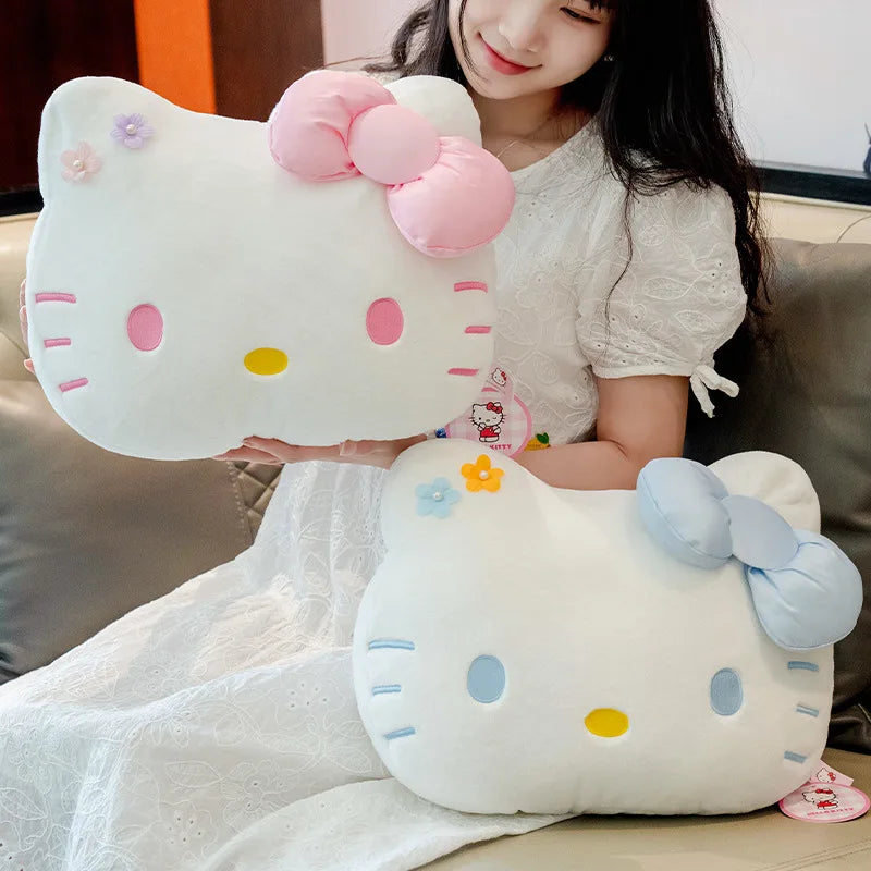 Sanrio hello kitty pillow anime cute girl Large head cushion plush doll decorate child pillow Good looks Toy Cartoon gift