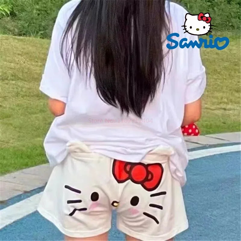 Christmas Sanrio Hello Kitty Pajamas Halloween Flannel Fashion Trouserswomen Kawaii Woolen Anime Cartoon Casual Home Pant Autumn