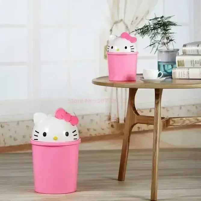New Sanrio Hello Kitty Dustbin Trash Can Rubbish Bin Garbage Binsanrio Kawaii Trash Paper Basket Can Living Room Bedroom