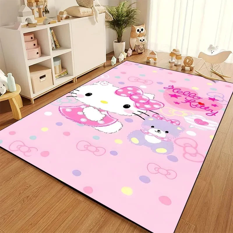 Sanrio Hello Kitty Cat Carpet for Living Room Bedroom Carpet Bedside Bathroom Floor Mat 15 Sizes Girls Room Pink Room Decor Gift