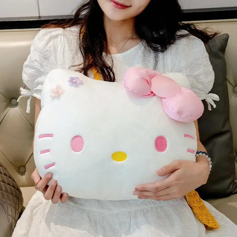 Sanrio hello kitty pillow anime cute girl Large head cushion plush doll decorate child pillow Good looks Toy Cartoon gift