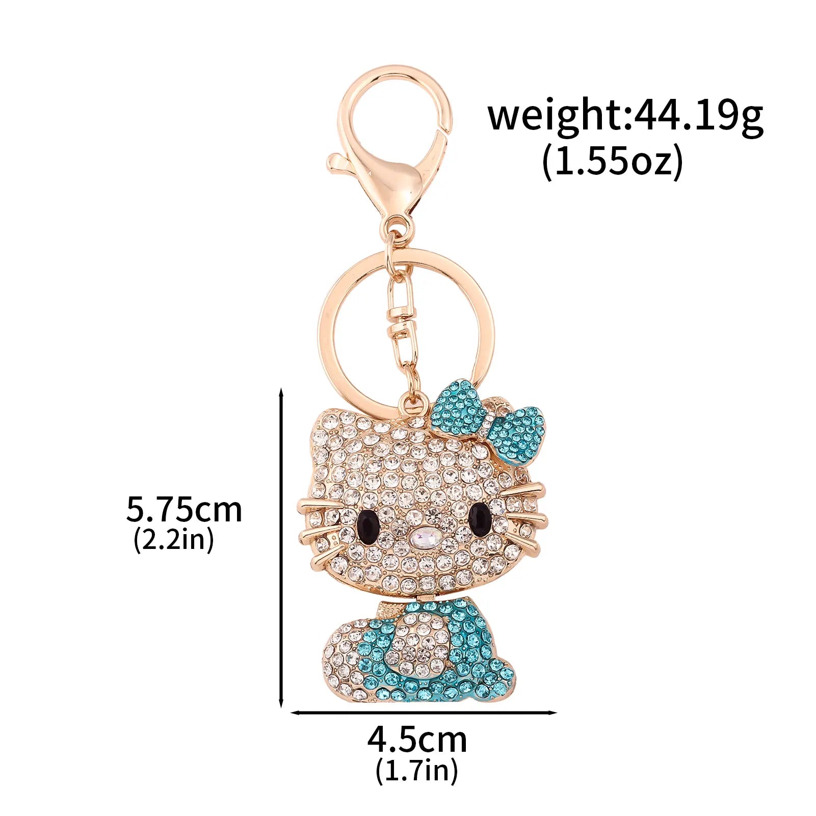 Hello Kitty Jewelry Rhinestone Crystal Kitty Cat Shape Pendant Keychain Car Handbag Key Holder Party Kid Birthday Gifts