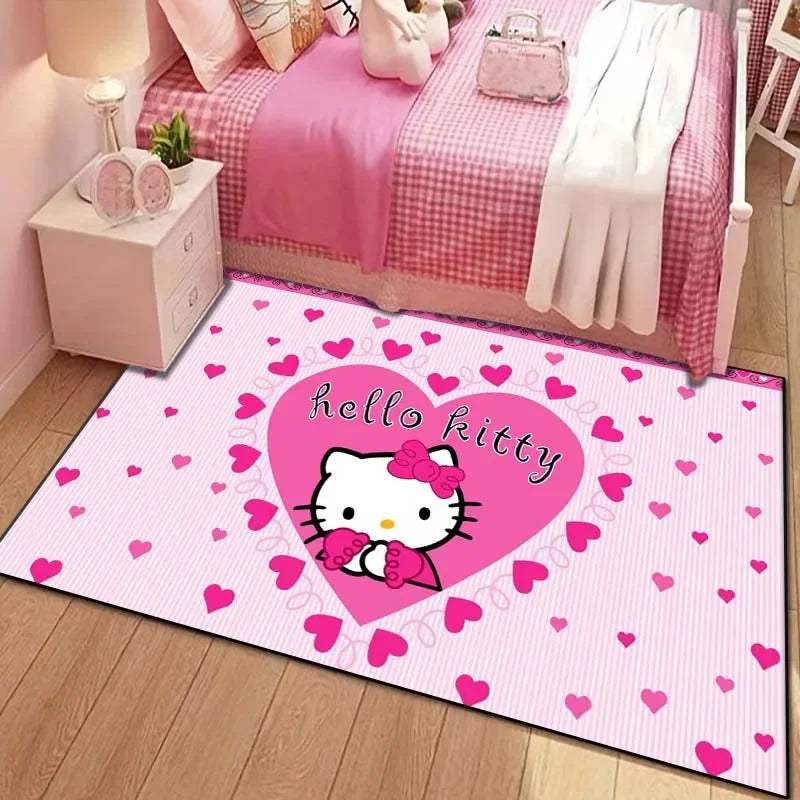 Sanrio Hello Kitty Cat Carpet for Living Room Bedroom Carpet Bedside Bathroom Floor Mat 15 Sizes Girls Room Pink Room Decor Gift