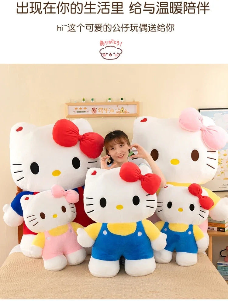 New 80cm Oversize Kawaii Sanrio Hello Kitty Plushie Doll Hello Kitty Pink Stuffed Toys Cute Anime Soft Pillow Kids Birthday Gift