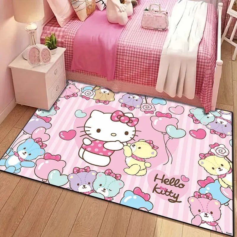 Sanrio Hello Kitty Cat Carpet for Living Room Bedroom Carpet Bedside Bathroom Floor Mat 15 Sizes Girls Room Pink Room Decor Gift