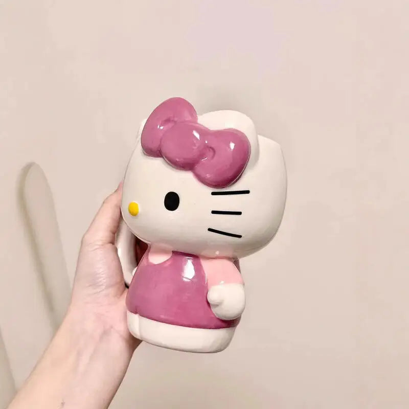 Cute Cartoon Hello Kittys Ceramic Cup Mug Good-Looking Large Capacity Household There's A Spoon Coffee Cup Fashion Festival Gift