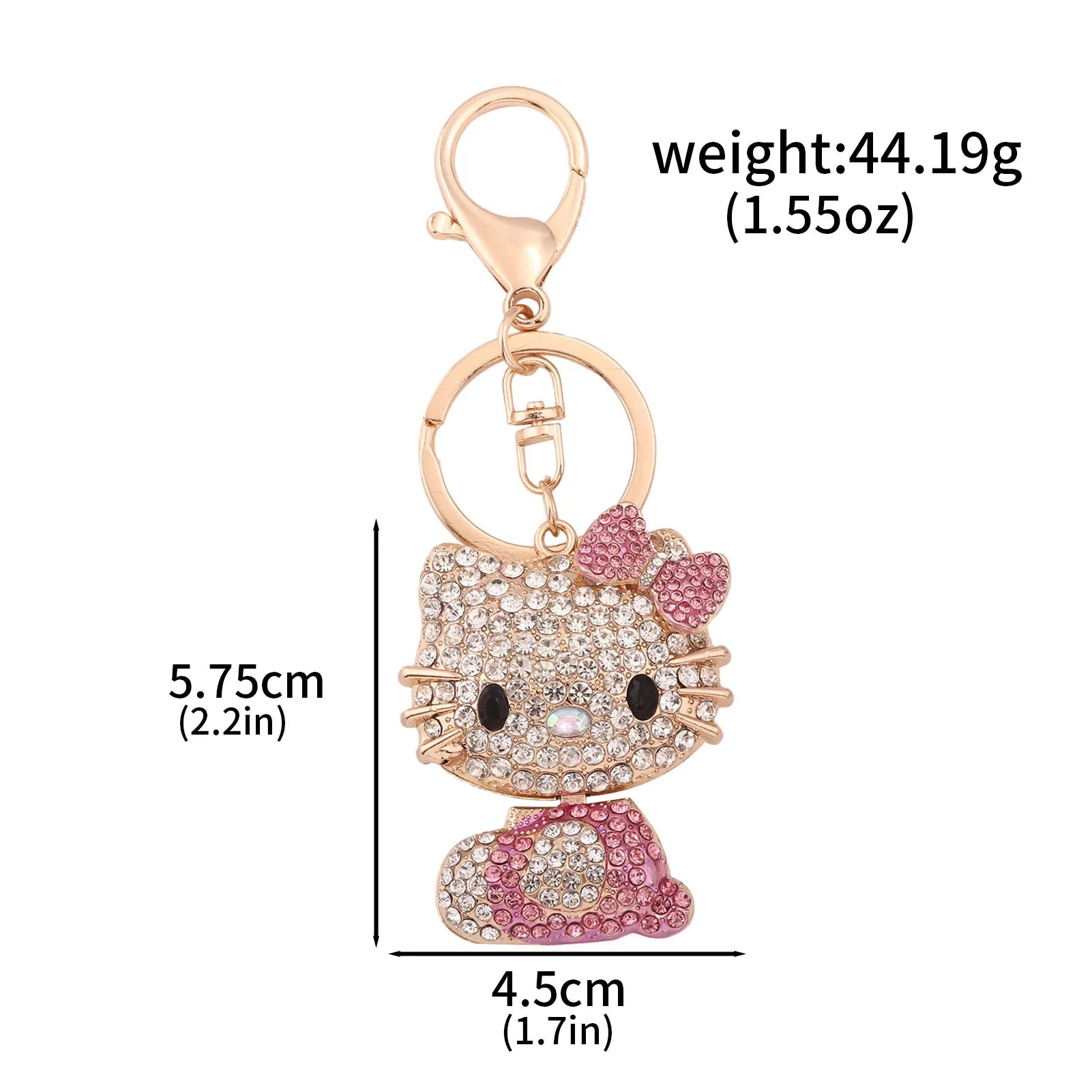 Hello Kitty Jewelry Rhinestone Crystal Kitty Cat Shape Pendant Keychain Car Handbag Key Holder Party Kid Birthday Gifts
