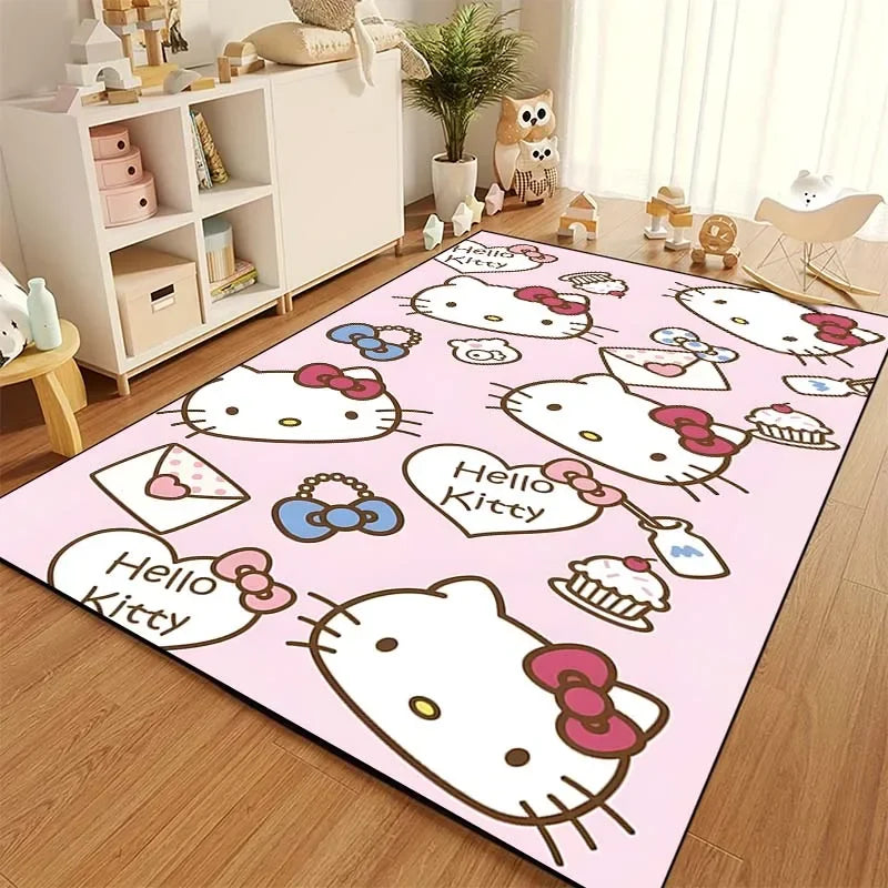 Sanrio Hello Kitty Cat Carpet for Living Room Bedroom Carpet Bedside Bathroom Floor Mat 15 Sizes Girls Room Pink Room Decor Gift