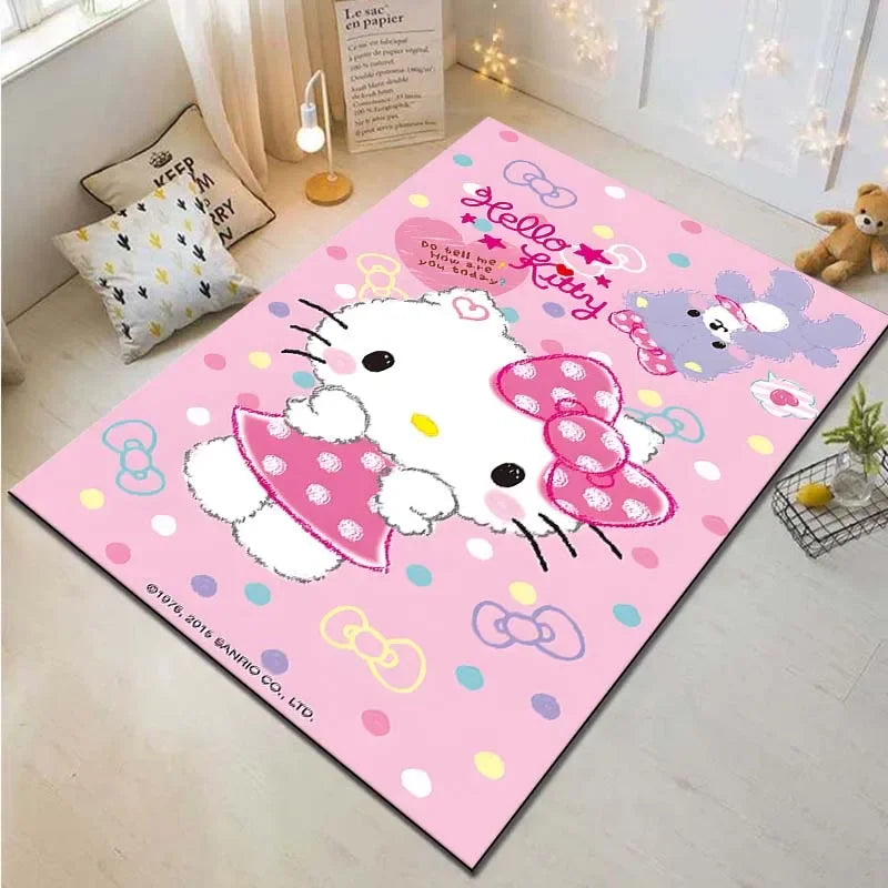 Sanrio Hello Kitty Cat Carpet for Living Room Bedroom Carpet Bedside Bathroom Floor Mat 15 Sizes Girls Room Pink Room Decor Gift