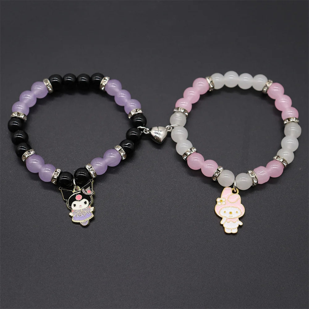 2Pcs/Set Fashion Couple Beads Bracelet Hello Kitty Matching Bracelets Who Really Cares Album Inspired Friends Jewelry Gift