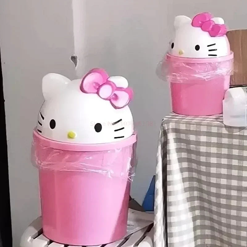 New Sanrio Hello Kitty Dustbin Trash Can Rubbish Bin Garbage Binsanrio Kawaii Trash Paper Basket Can Living Room Bedroom