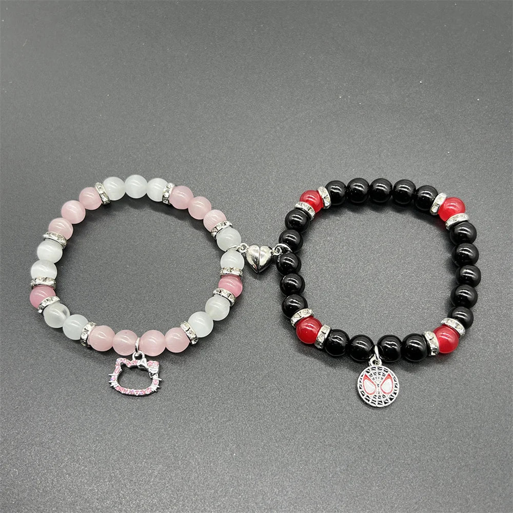 2Pcs/Set Fashion Couple Beads Bracelet Hello Kitty Matching Bracelets Who Really Cares Album Inspired Friends Jewelry Gift