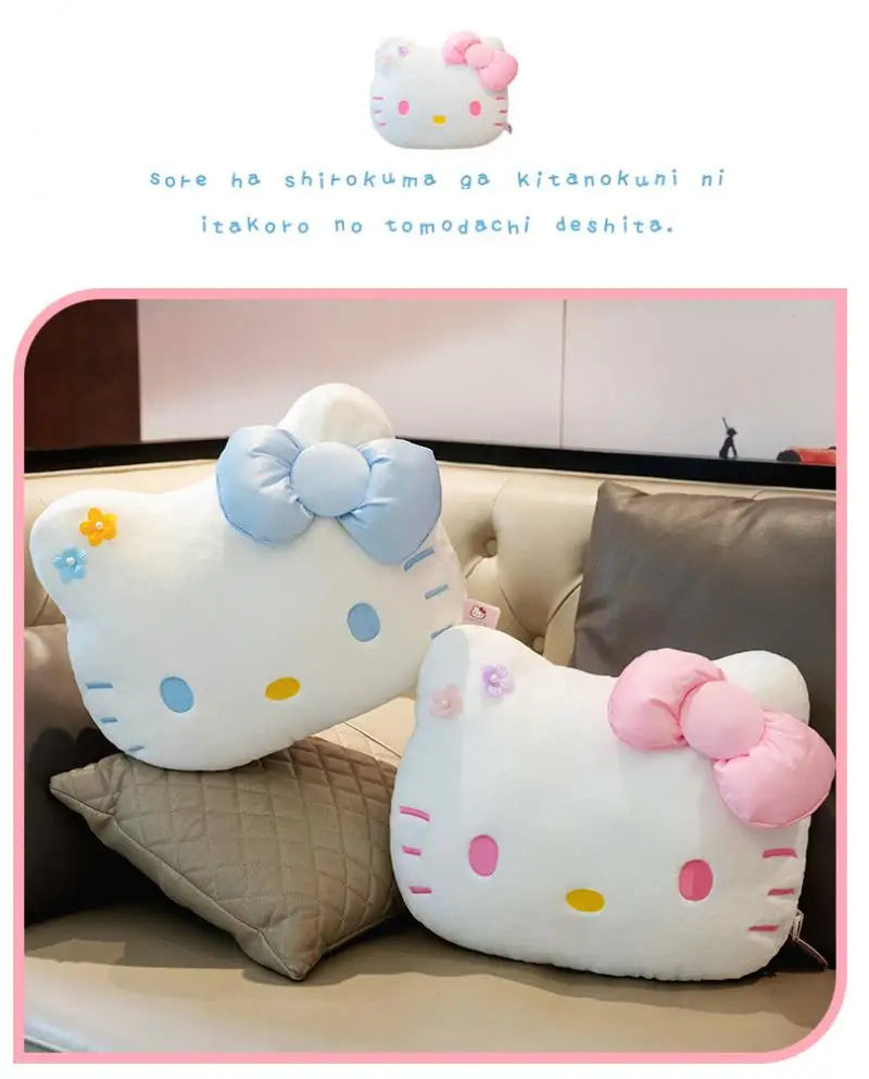 Sanrio hello kitty pillow anime cute girl Large head cushion plush doll decorate child pillow Good looks Toy Cartoon gift