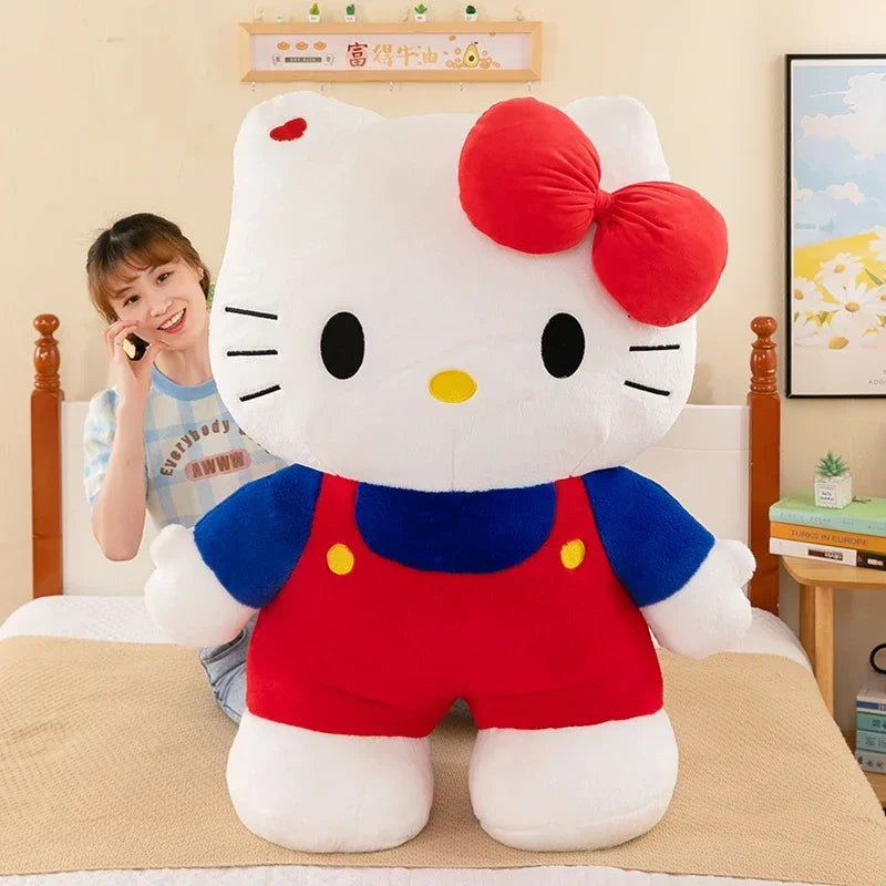 New 80cm Oversize Kawaii Sanrio Hello Kitty Plushie Doll Hello Kitty Pink Stuffed Toys Cute Anime Soft Pillow Kids Birthday Gift