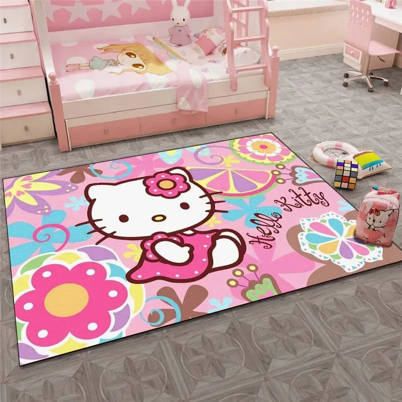 Sanrio Hello Kitty Cat Carpet for Living Room Bedroom Carpet Bedside Bathroom Floor Mat 15 Sizes Girls Room Pink Room Decor Gift
