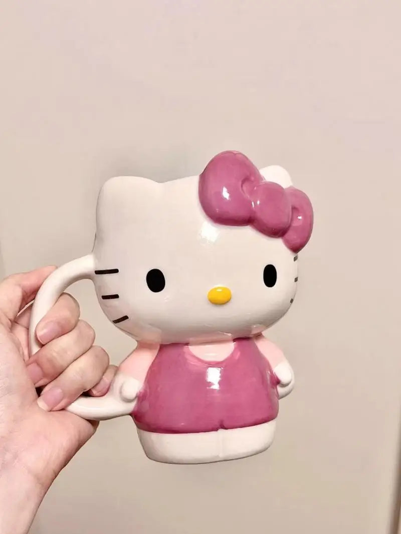 Cute Cartoon Hello Kittys Ceramic Cup Mug Good-Looking Large Capacity Household There's A Spoon Coffee Cup Fashion Festival Gift