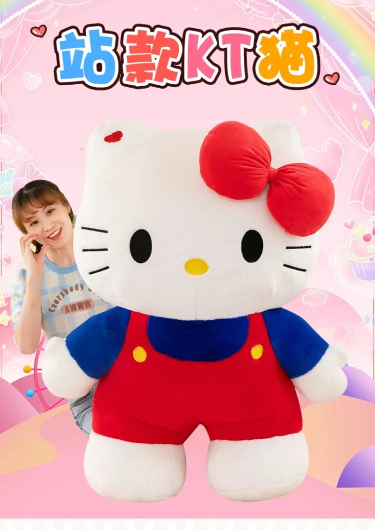 New 80cm Oversize Kawaii Sanrio Hello Kitty Plushie Doll Hello Kitty Pink Stuffed Toys Cute Anime Soft Pillow Kids Birthday Gift