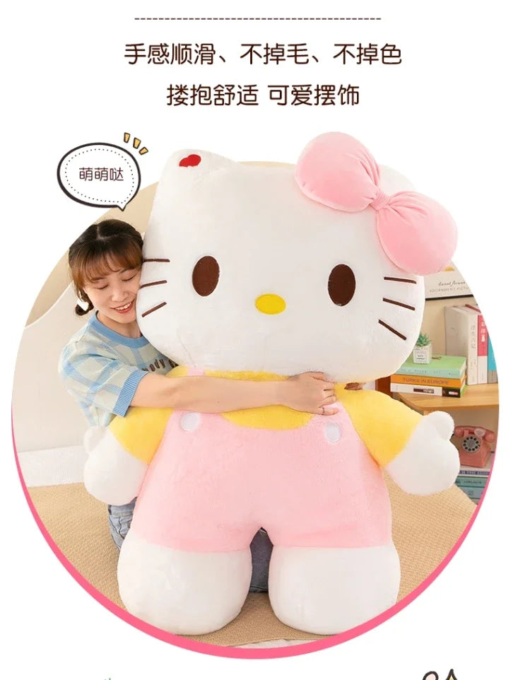 New 80cm Oversize Kawaii Sanrio Hello Kitty Plushie Doll Hello Kitty Pink Stuffed Toys Cute Anime Soft Pillow Kids Birthday Gift
