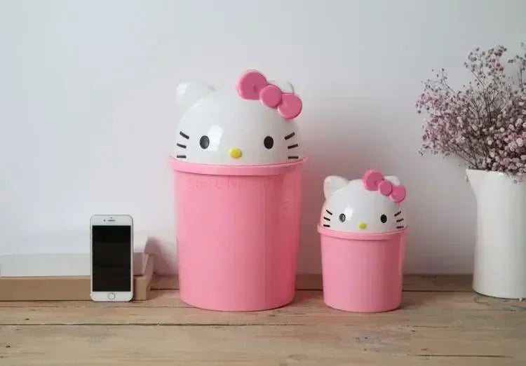 New Sanrio Hello Kitty Dustbin Trash Can Rubbish Bin Garbage Binsanrio Kawaii Trash Paper Basket Can Living Room Bedroom