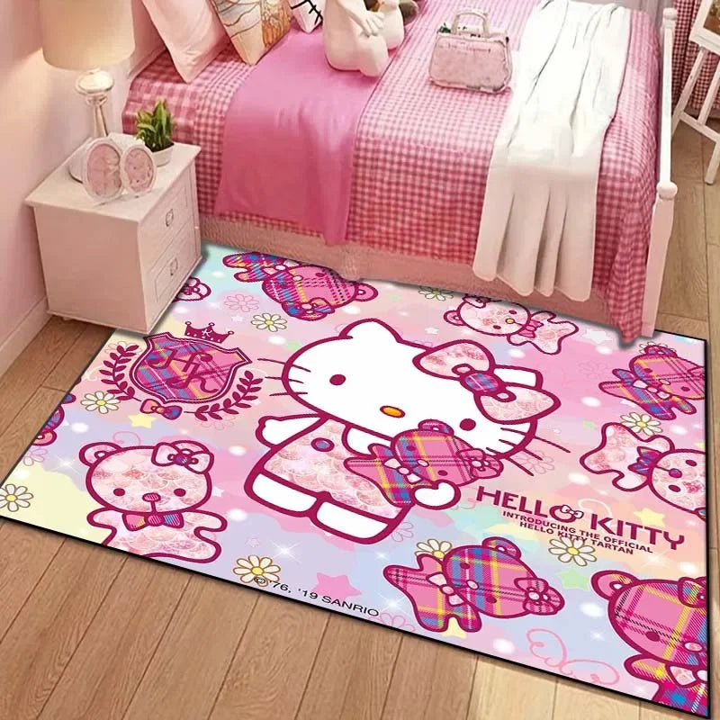 Sanrio Hello Kitty Cat Carpet for Living Room Bedroom Carpet Bedside Bathroom Floor Mat 15 Sizes Girls Room Pink Room Decor Gift