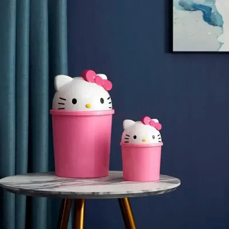 New Sanrio Hello Kitty Dustbin Trash Can Rubbish Bin Garbage Binsanrio Kawaii Trash Paper Basket Can Living Room Bedroom