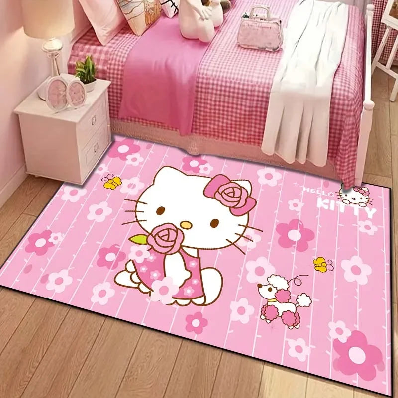 Sanrio Hello Kitty Cat Carpet for Living Room Bedroom Carpet Bedside Bathroom Floor Mat 15 Sizes Girls Room Pink Room Decor Gift