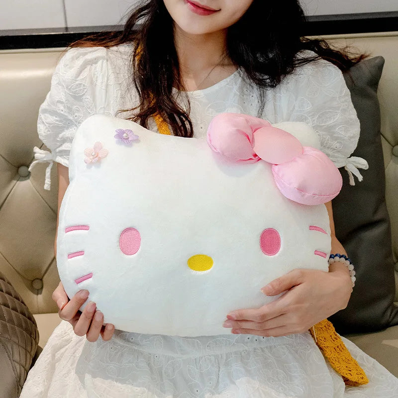 Sanrio hello kitty pillow anime cute girl Large head cushion plush doll decorate child pillow Good looks Toy Cartoon gift