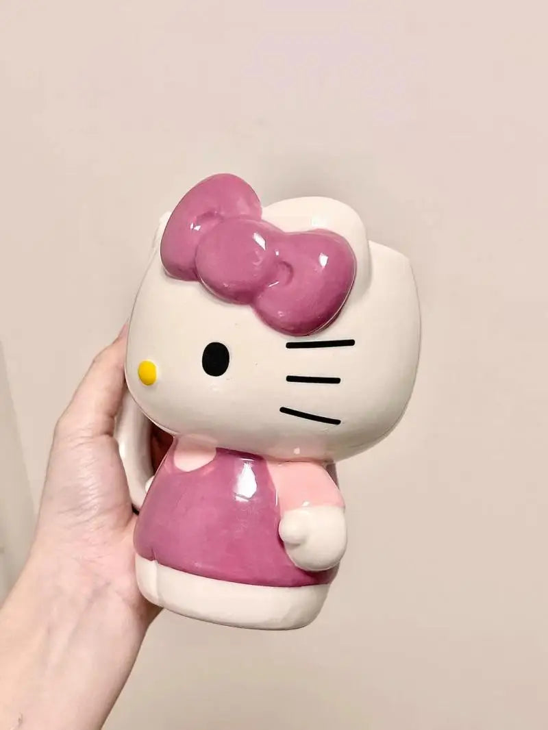 Cute Cartoon Hello Kittys Ceramic Cup Mug Good-Looking Large Capacity Household There's A Spoon Coffee Cup Fashion Festival Gift