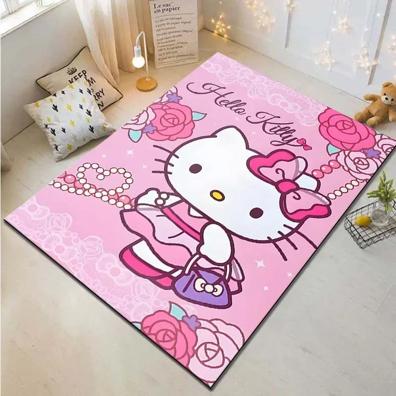 Sanrio Hello Kitty Cat Carpet for Living Room Bedroom Carpet Bedside Bathroom Floor Mat 15 Sizes Girls Room Pink Room Decor Gift