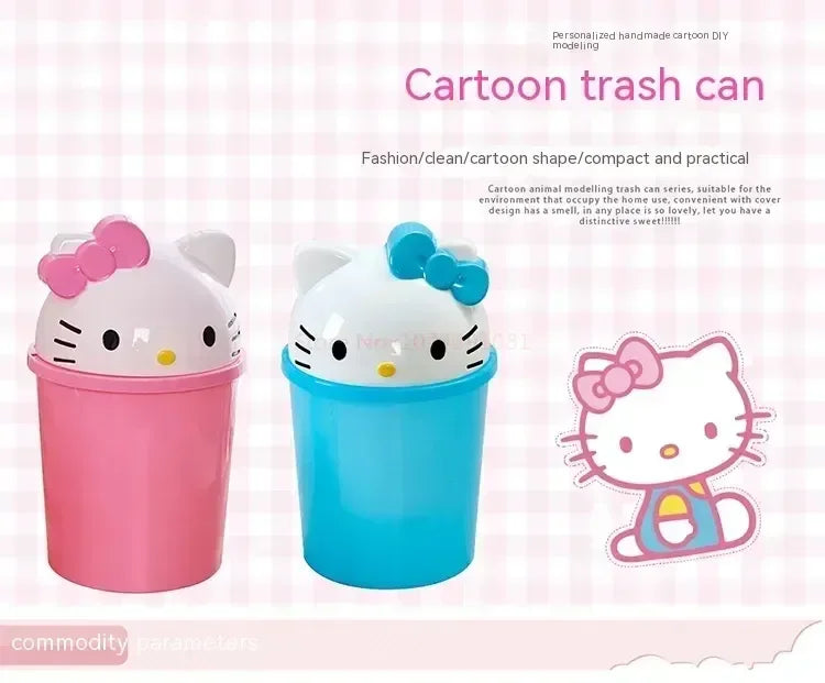 New Sanrio Hello Kitty Dustbin Trash Can Rubbish Bin Garbage Binsanrio Kawaii Trash Paper Basket Can Living Room Bedroom