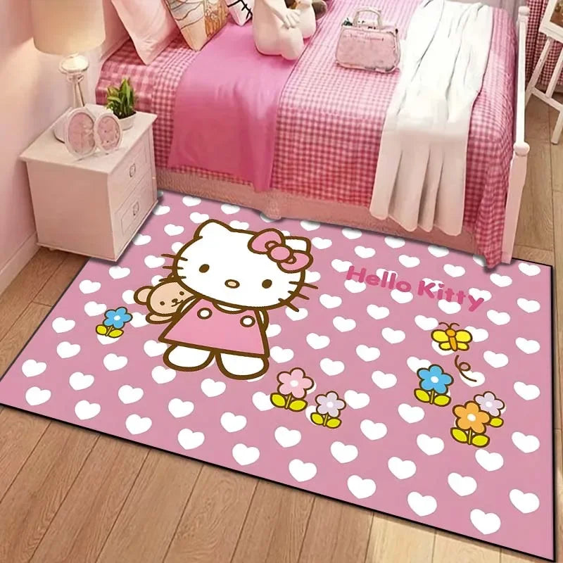 Sanrio Hello Kitty Cat Carpet for Living Room Bedroom Carpet Bedside Bathroom Floor Mat 15 Sizes Girls Room Pink Room Decor Gift