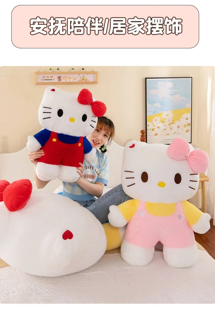 New 80cm Oversize Kawaii Sanrio Hello Kitty Plushie Doll Hello Kitty Pink Stuffed Toys Cute Anime Soft Pillow Kids Birthday Gift