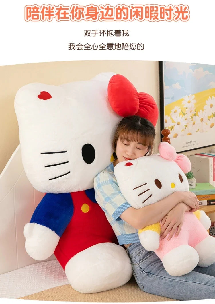 New 80cm Oversize Kawaii Sanrio Hello Kitty Plushie Doll Hello Kitty Pink Stuffed Toys Cute Anime Soft Pillow Kids Birthday Gift