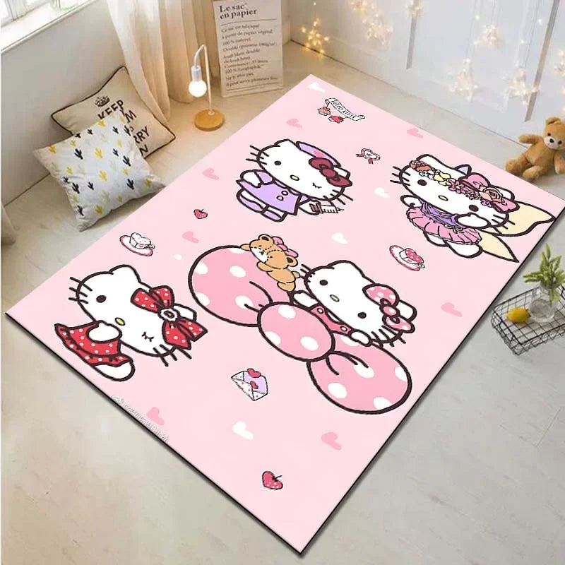 Sanrio Hello Kitty Cat Carpet for Living Room Bedroom Carpet Bedside Bathroom Floor Mat 15 Sizes Girls Room Pink Room Decor Gift
