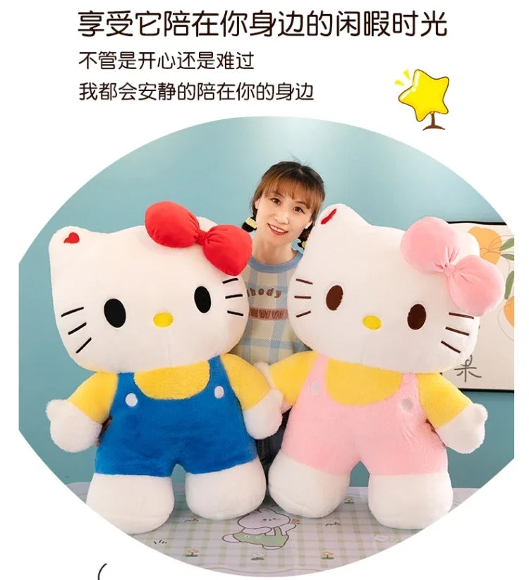 New 80cm Oversize Kawaii Sanrio Hello Kitty Plushie Doll Hello Kitty Pink Stuffed Toys Cute Anime Soft Pillow Kids Birthday Gift