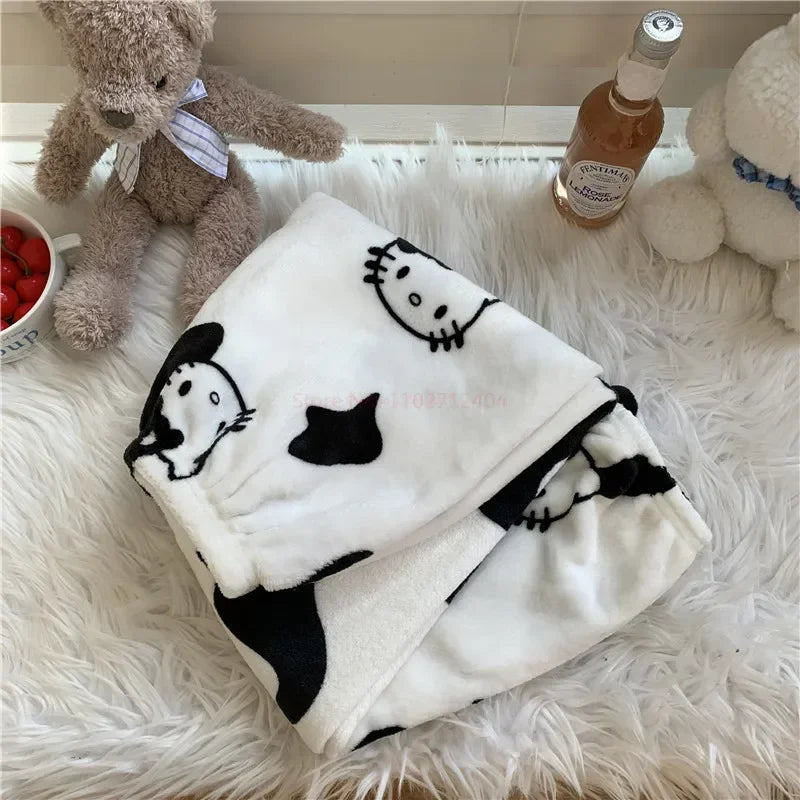 Christmas Sanrio Hello Kitty Pajamas Halloween Flannel Fashion Trouserswomen Kawaii Woolen Anime Cartoon Casual Home Pant Autumn