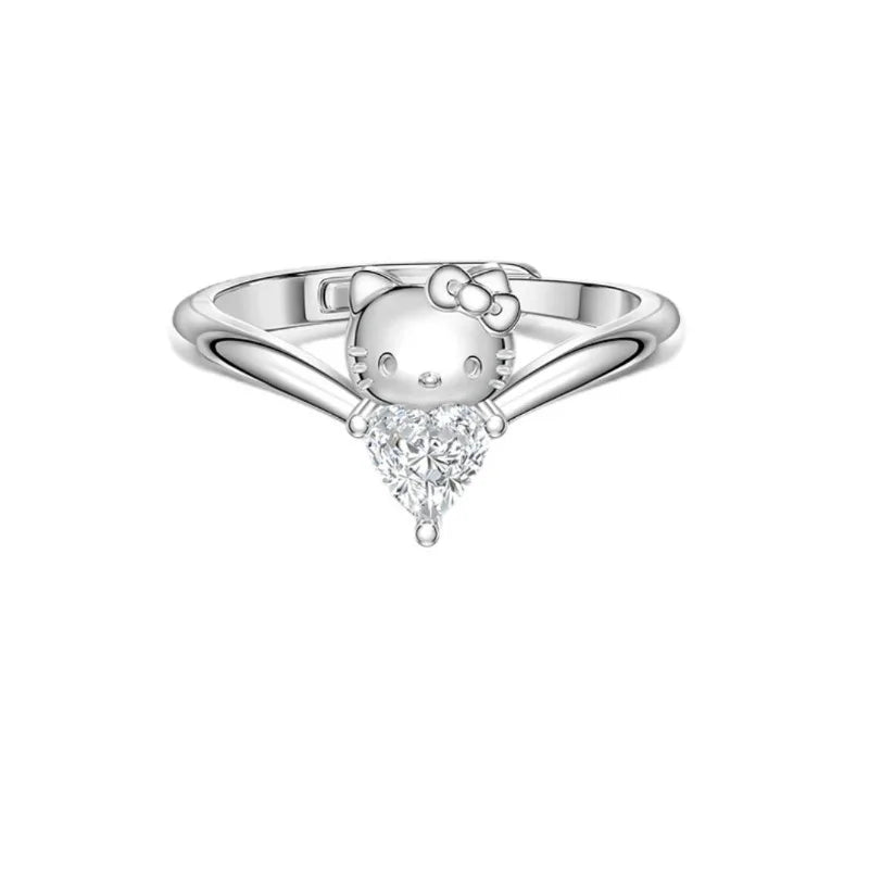 Y2K Hello Kitty Ring Sweet Cute Kitty Cat Love Bowknot Rings Simple Fashion Opening Adjustable Ring Valentine Gifts Accessories